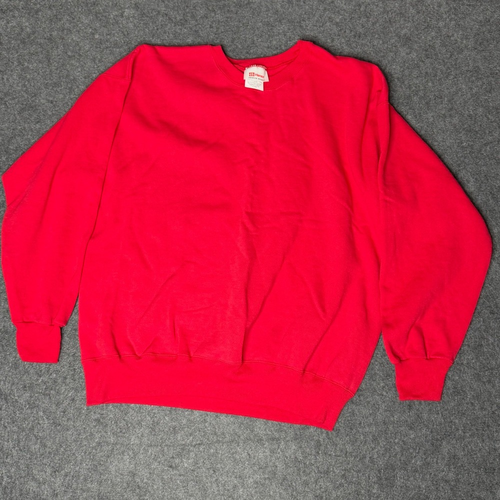 Hanes Premium Weight Red Crewneck Sweatshirt‎ Mens XL Solid Fleece Pullover